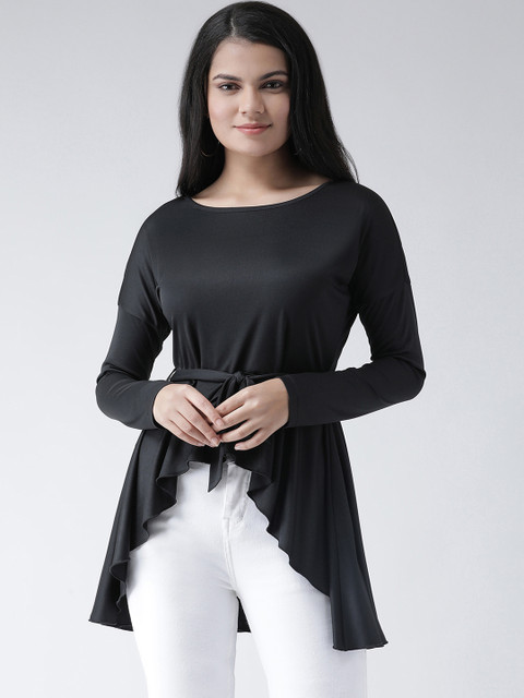 

Texco Women Black Solid High-Low Top
