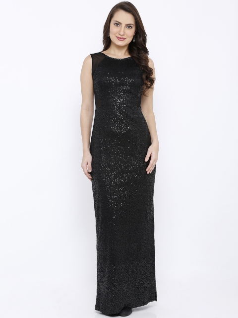 

Soie Women Black Embellished Maxi Dress