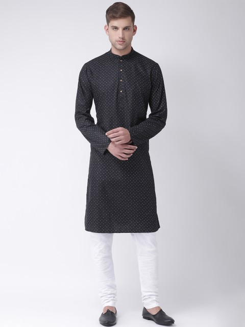 

TABARD Men Black Printed Straight Kurta