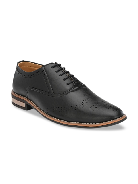 

Azzaro Black Men Black Textured Formal Brogues