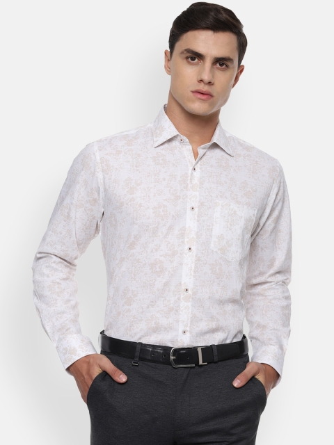 

Van Heusen Men White & Beige Regular Fit Printed Formal Shirt