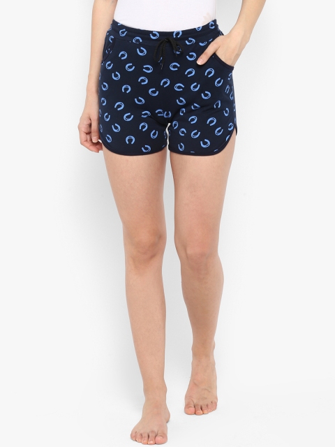 

Curare Women Navy Blue Printed Lounge Shorts