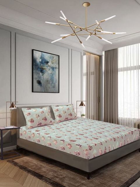 

Aura Grey & Brown Floral 180 TC Cotton 1 King Bedsheet with 2 Pillow Covers