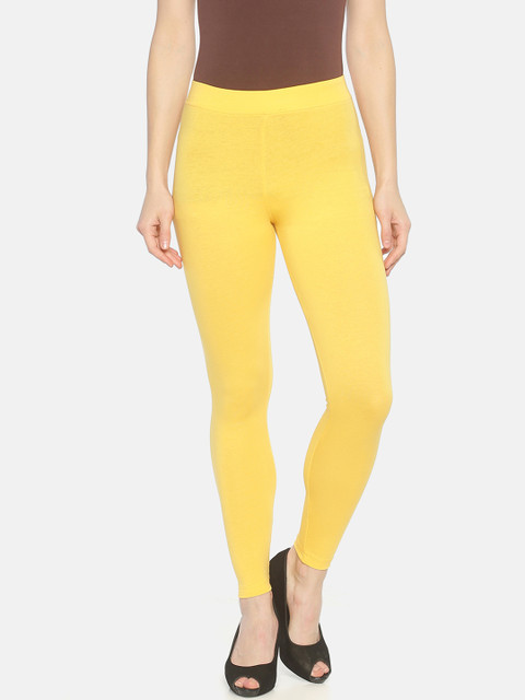 

Mytri Women Yellow Solid Ankle-Length Straight-Fit Leggings