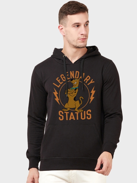 Free Authority Men Black Scooby Doo Printed Hooded Sweatshirt