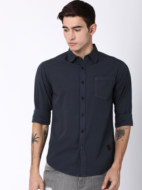 

Blue Saint Men Charcoal Slim Fit Solid Casual Shirt