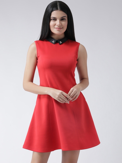 

Texco Women Red Solid Fit and Flare Dress