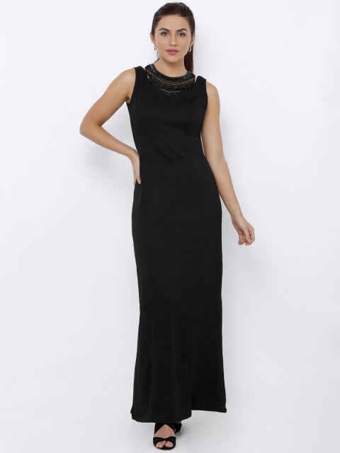 

Soie Women Black Embellished Maxi Dress