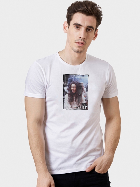 

Free Authority Men White Bob Marley Printed Round Neck T-shirt