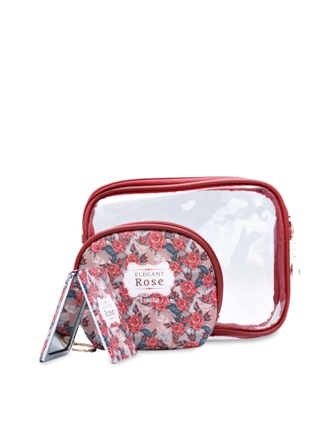 ESBEDA Women Maroon & Pink Printed Travelling Makeup Pouch Kit