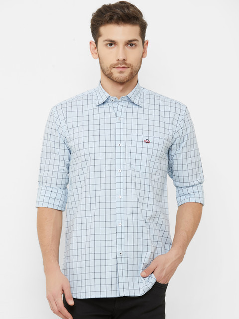 

Donzell Men Blue Comfort Regular Fit Checked Casual Shirt