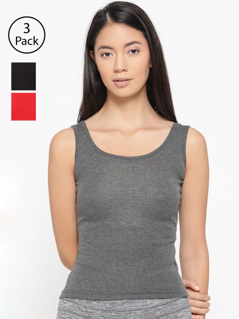 

Lady Lyka Women Pack Of 3 Solid Tank Top Camisoles CAMI-05, Grey