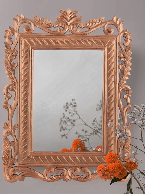 

Homesake Copper-Toned French Carved Royal Vintage Decorative Wooden Wall Mirror