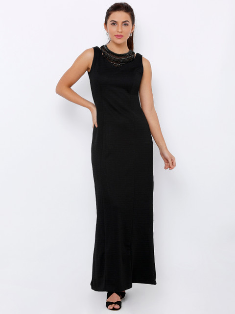 

Soie Women Black Solid Maxi Dress