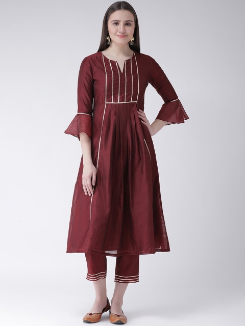 

Aayna Women Maroon Solid A-Line Kurta