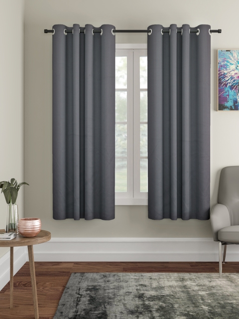 

Cortina Set of 2 Grey Solid Window Curtains