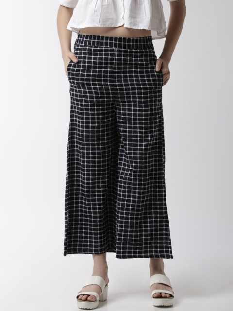 

De Moza Women Black Checked Wide Leg Palazzos