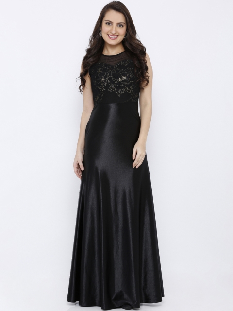 

Soie Women Black Embellished Maxi Dress
