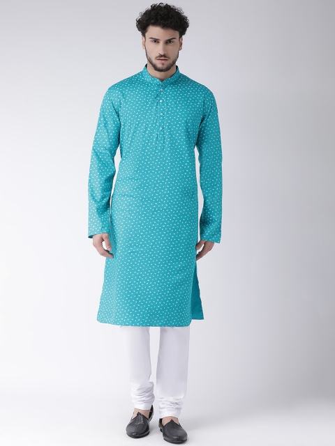 

TABARD Men Turquoise Blue Printed Straight Kurta