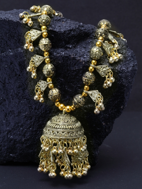 

Infuzze Gold-Toned & Silver-Toned Brass-Plated Oxidised Necklace