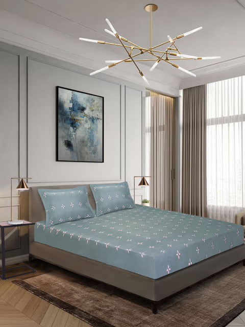 

Aura Grey Abstract 140 TC Polyester 1 Queen Bedsheet with 2 Pillow Covers