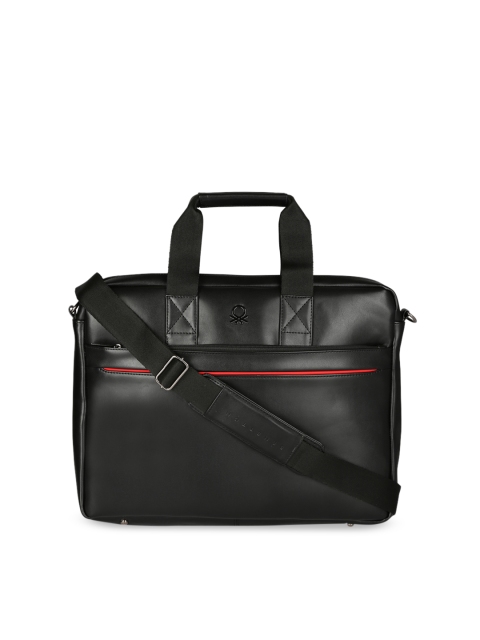 

United Colors of Benetton Unisex Black Solid Messenger Bag