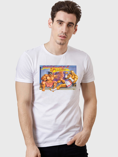 

Free Authority Men White Street Fighter Printed Round Neck T-shirt