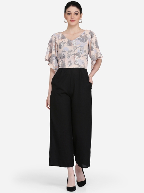 

Eavan Women Peach-Coloured & Black Printed Basic Jumpsuit