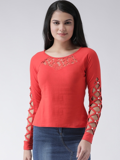 

Texco Women Red Solid Pure Cotton Top