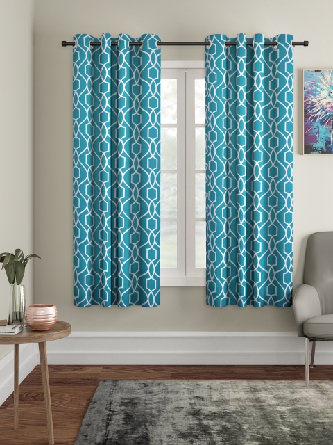 

Cortina Set of 2 Blue & Off-White Printed Window Curtains