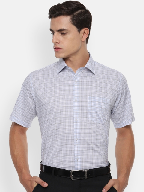 

Van Heusen Men Blue & White Regular Fit Checked Casual Shirt