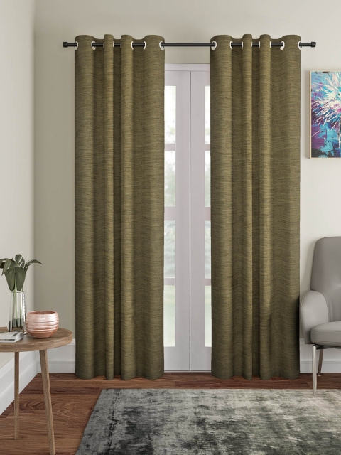 

Cortina Set of 2 Olive Green Solid Black Out Long Door Curtains