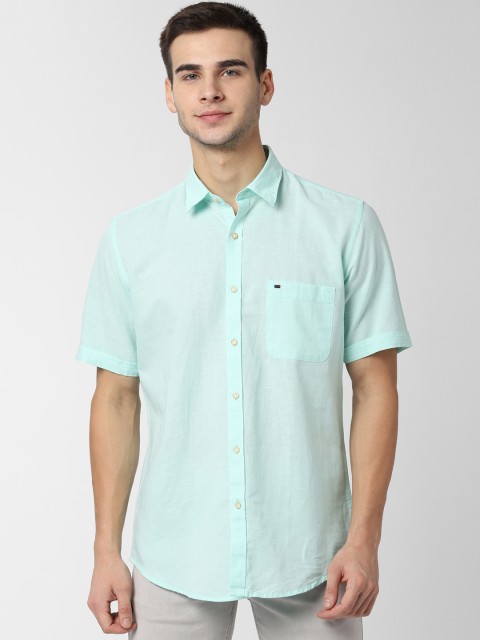 

Peter England Casuals Men Sea Green Slim Fit Solid Casual Shirt
