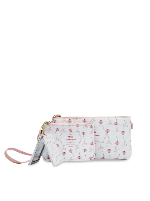 

ESBEDA Women White & Pink Printed Travelling Makeup Pouch Kit