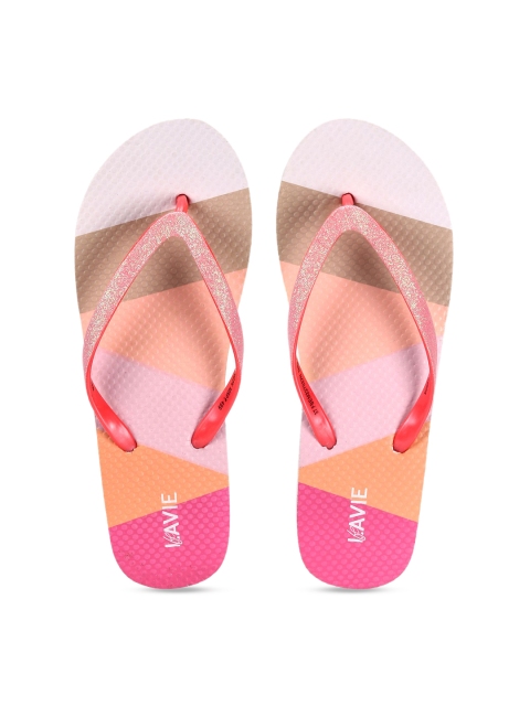 

Lavie Women Pink & Peach-Coloured Colourblocked Thong Flip-Flops