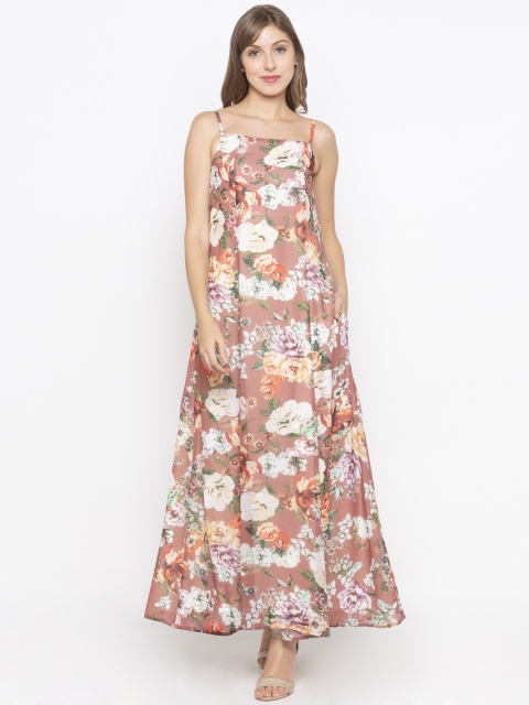 

Iti Women Peach-Coloured & White Printed Maxi Dress