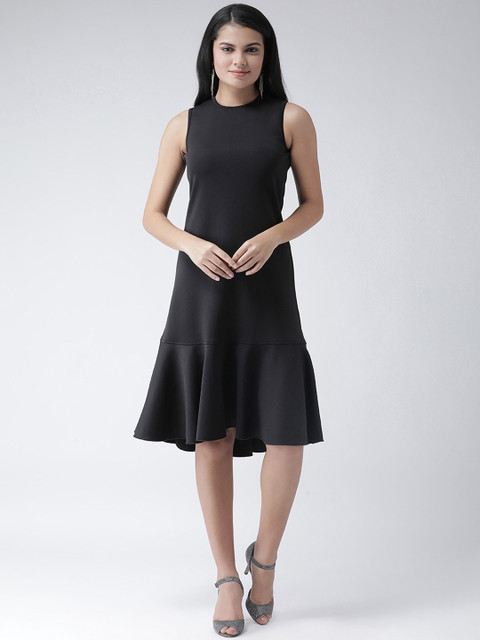 

Texco Women Black Solid Drop-Waist Dress