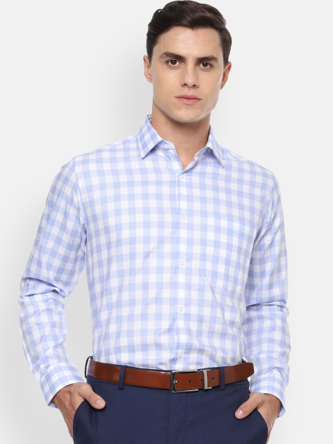 

Van Heusen Men Blue & White Regular Fit Checked Formal Shirt