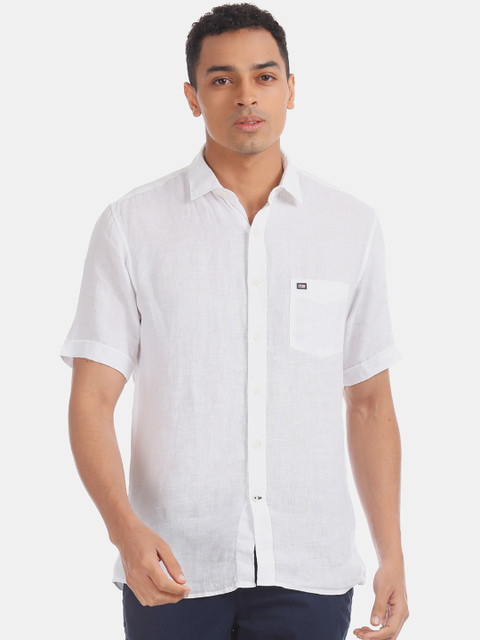 

Arrow Sport Men White Regular Fit Solid Linen Casual Shirt