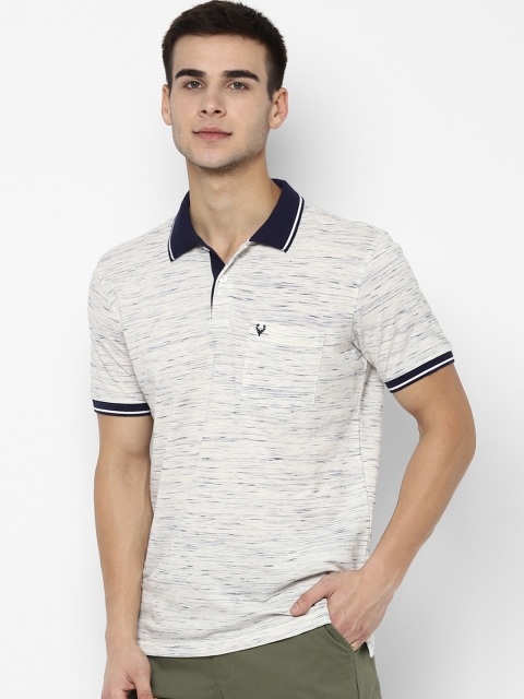 

Allen Solly Men Off-White & Blue Solid Polo Collar T-shirt
