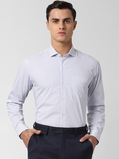 

Peter England Men White & Blue Slim Fit Striped Formal Shirt