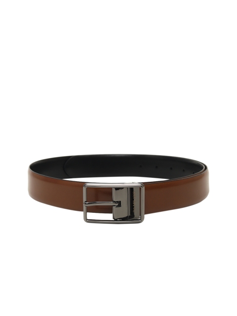 

Da Milano Men Tan Brown & Black Solid Leather Reversible Belt