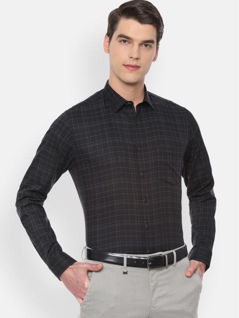

Van Heusen Men Black & Grey Slim Fit Checked Formal Shirt