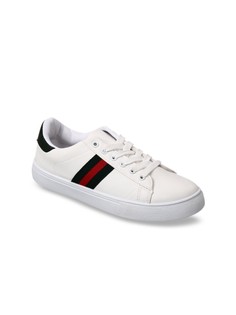 

Lavie Women White & Black Striped Sneakers