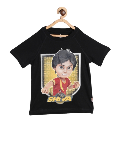 

Shiva Boys Black Printed Round Neck T-shirt
