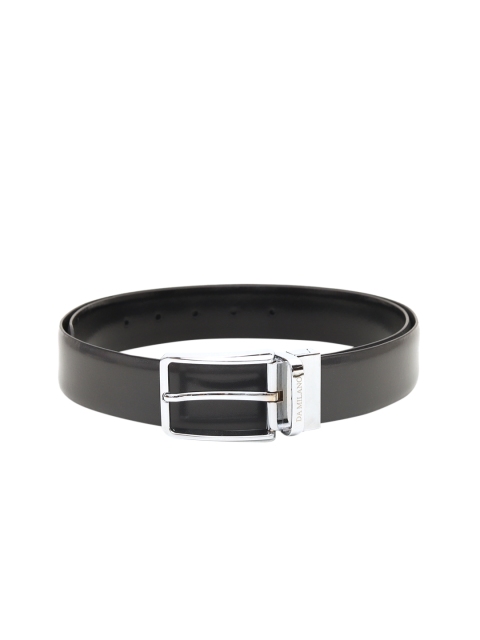 

Da Milano Men Black & Grey Reversible Leather Solid Belt