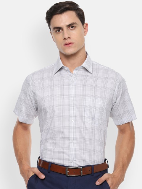 

Van Heusen Men Grey & White Regular Fit Checked Formal Shirt