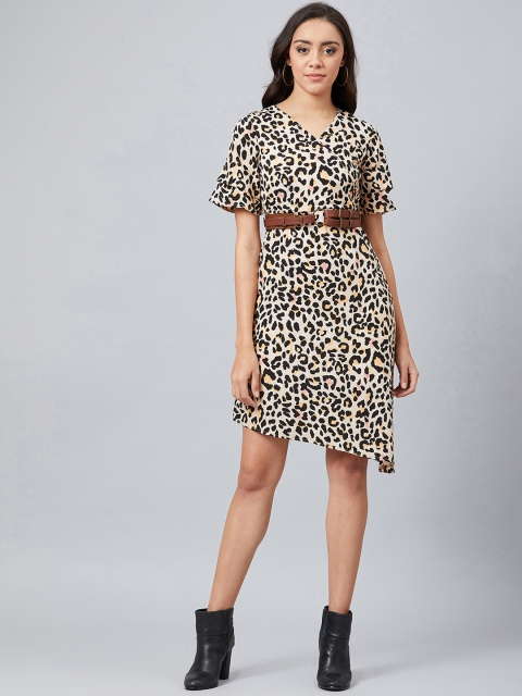 

Athena Women Beige Printed Wrap Dress