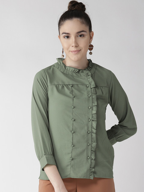 

QUIERO Women Olive Green Solid Top