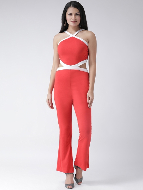 

Texco Women Red Solid Basic Jumpsuit